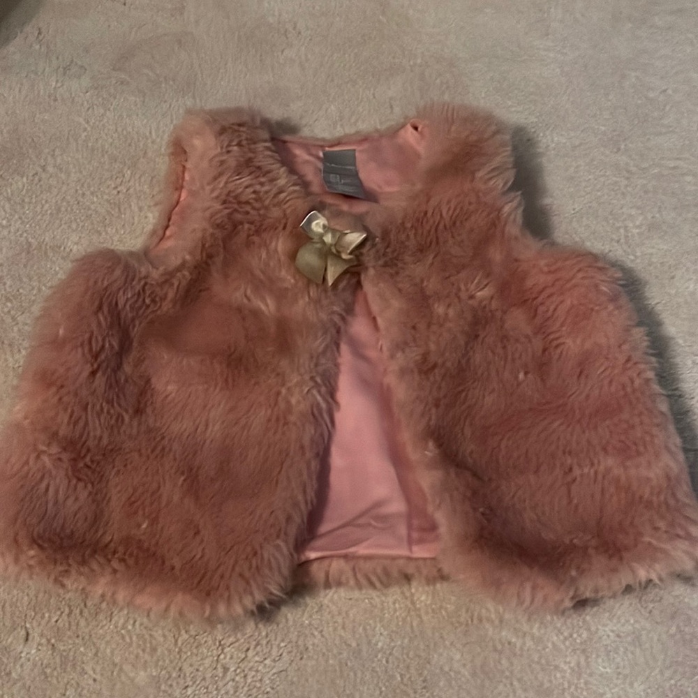 Girls Pink Faux Fur Vest